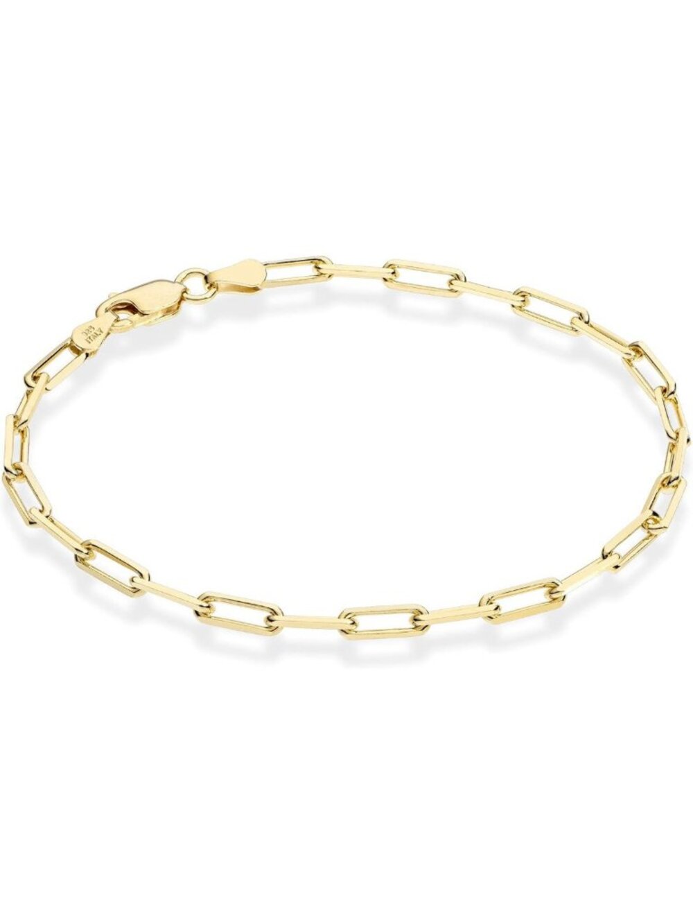 Elegant 18K Gold Plated Sterling Silver Paperclip Bracelet | Unisex Chain Link